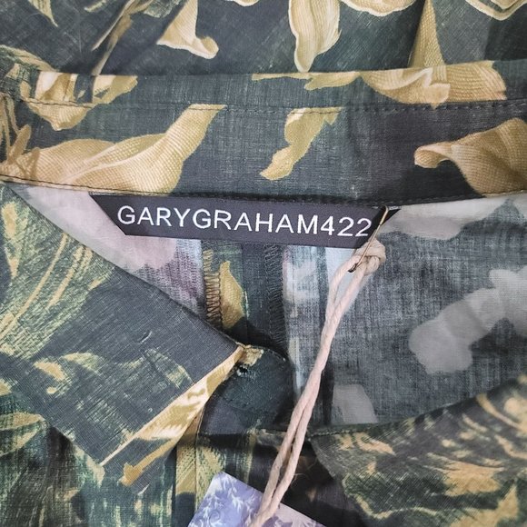 GARYGraham422 Womens Size L Army Floral Long Sleeve Dress Button Front Tie Back - Picture 4 of 12